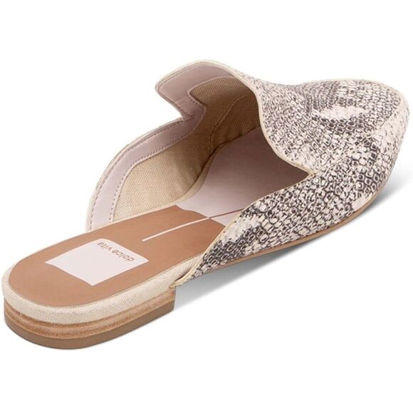 Dolce Vita Halee Slip On Mules in Stone Snake Print Leather Size 6.5 Flats Slide - Picture 4 of 11